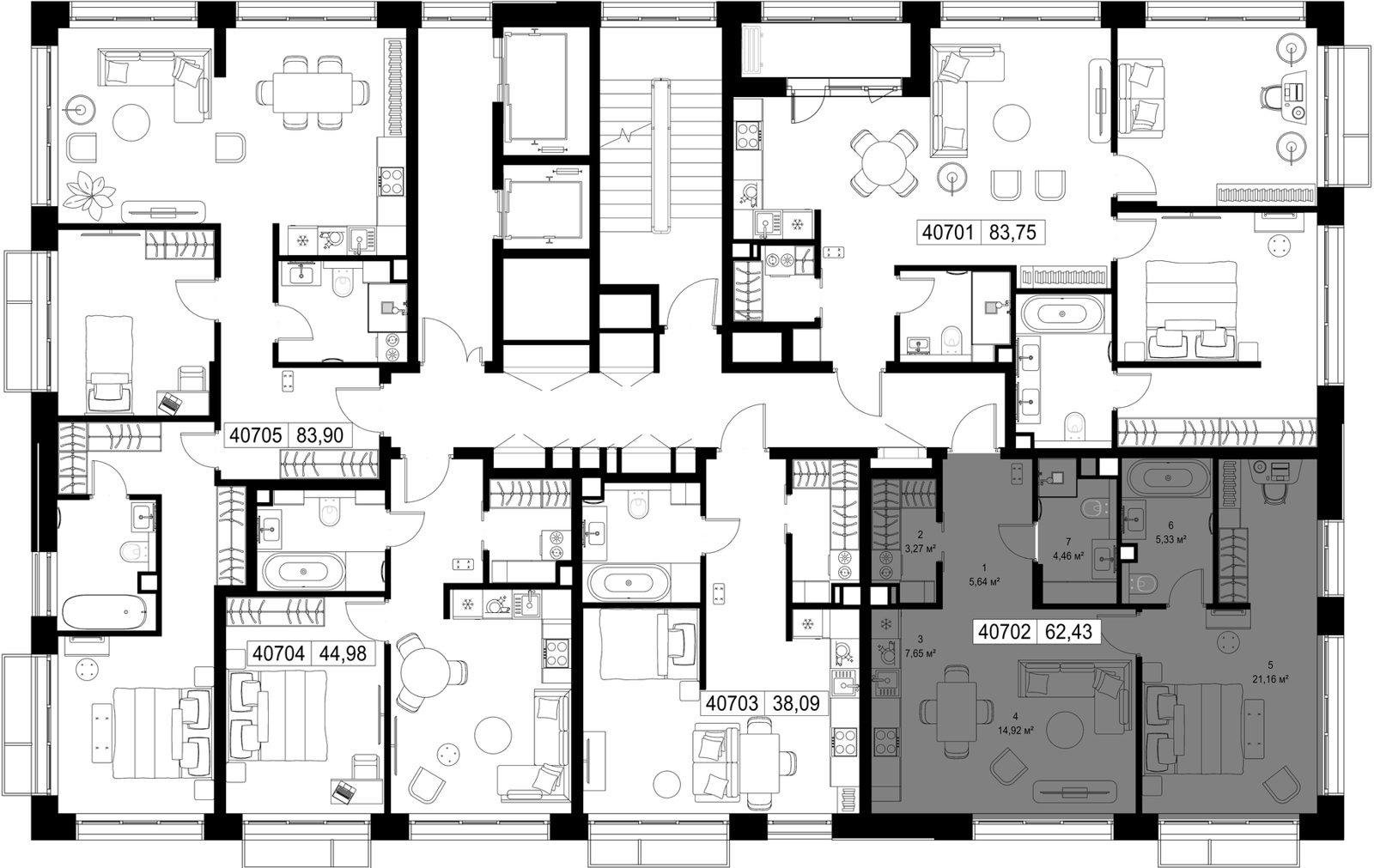 1-комнатная квартира, 62,4 м² — фото 2