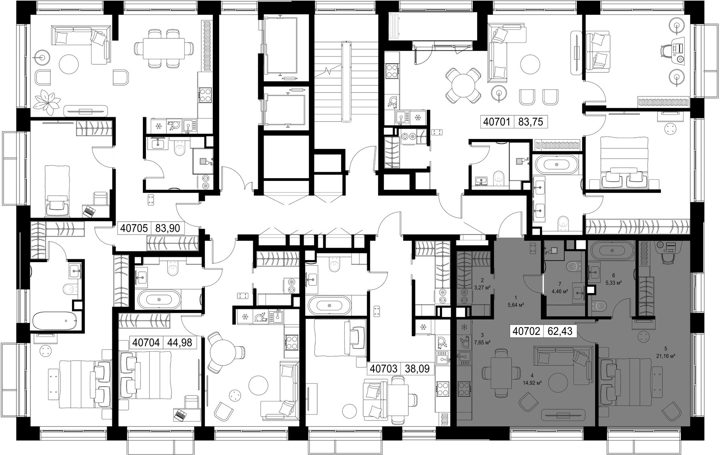 1-комнатная квартира, 62,4 м² — фото 2