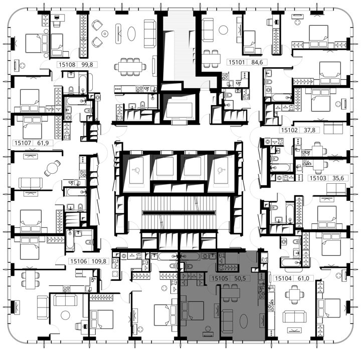 1-комнатная квартира, 50,5 м² — фото 2