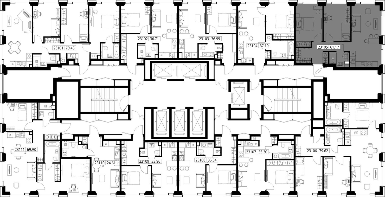 2-комнатная квартира, 61,2 м² — фото 2