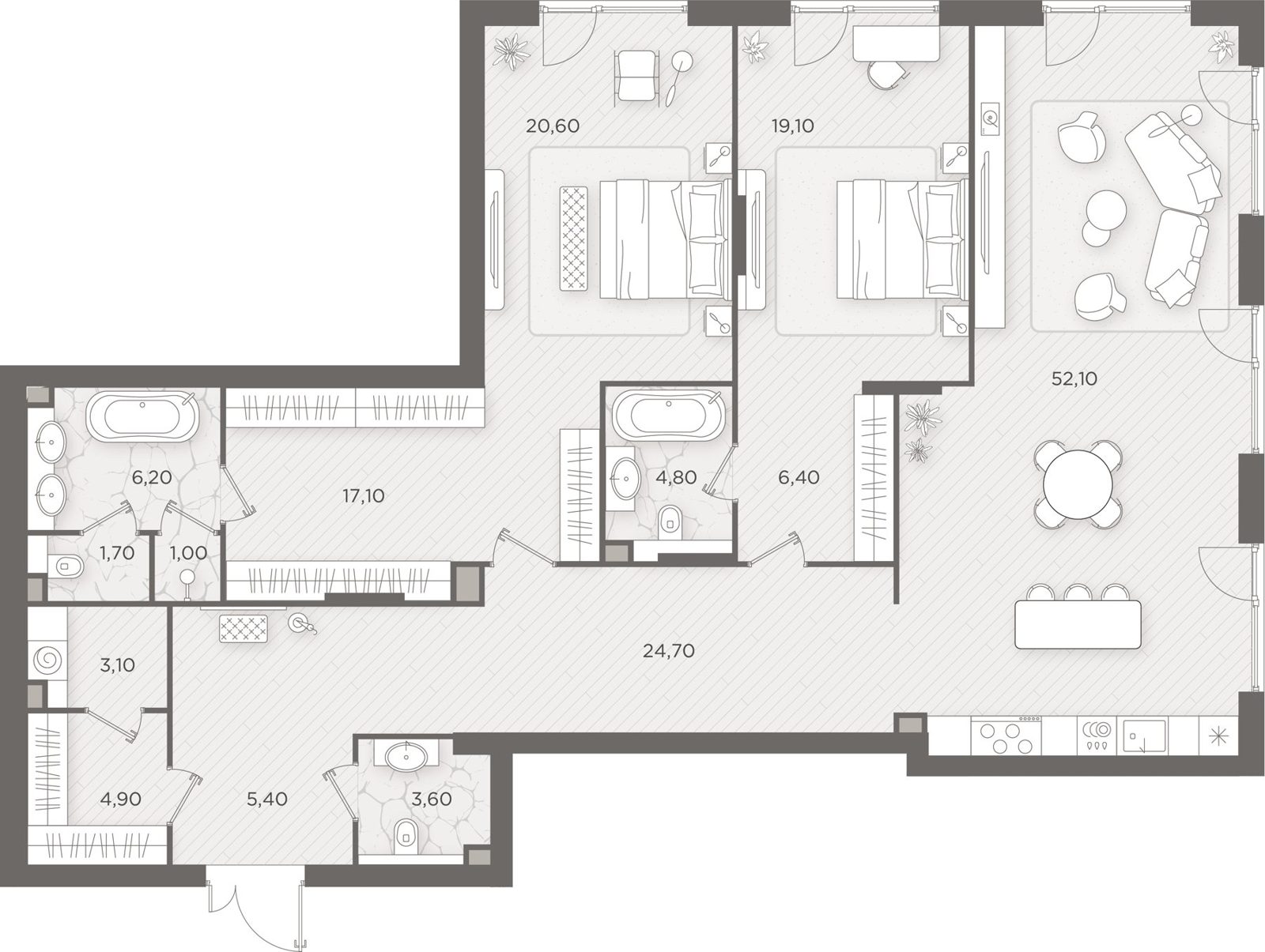 2-комнатная квартира, 170,6 м²