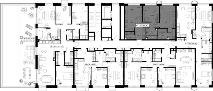 2-комнатная квартира, 64,6 м² — фото 2
