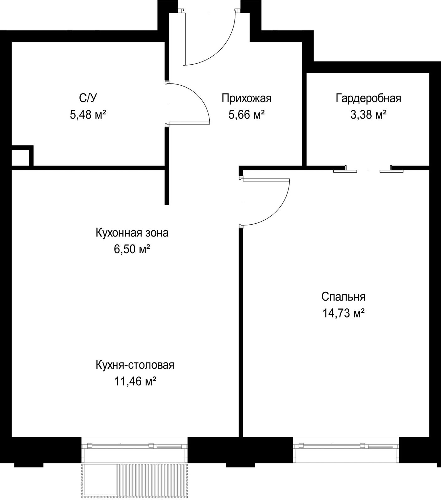 1-комнатная квартира, 47,2 м² — фото 2