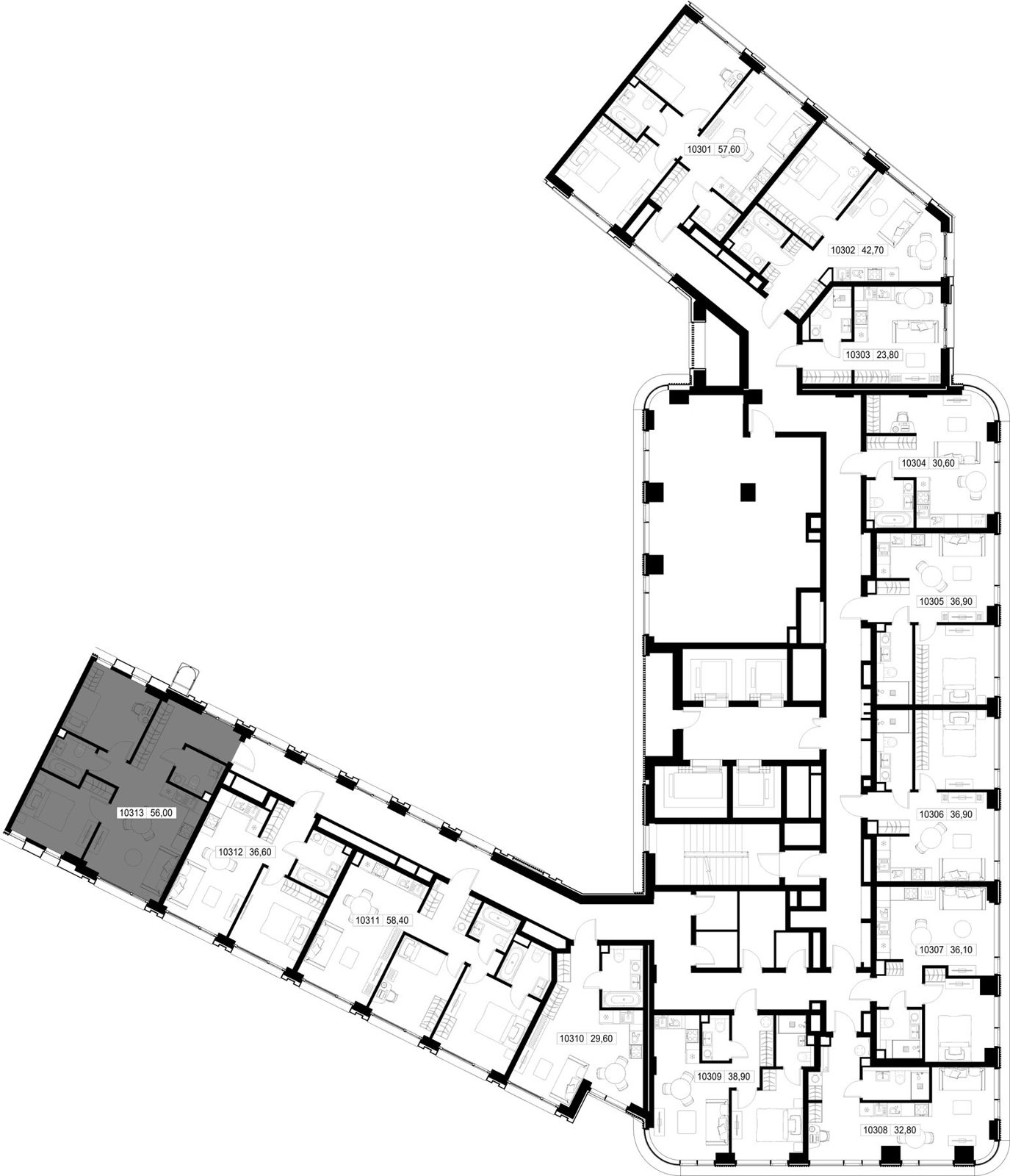 2-комнатная квартира, 56 м² — фото 2