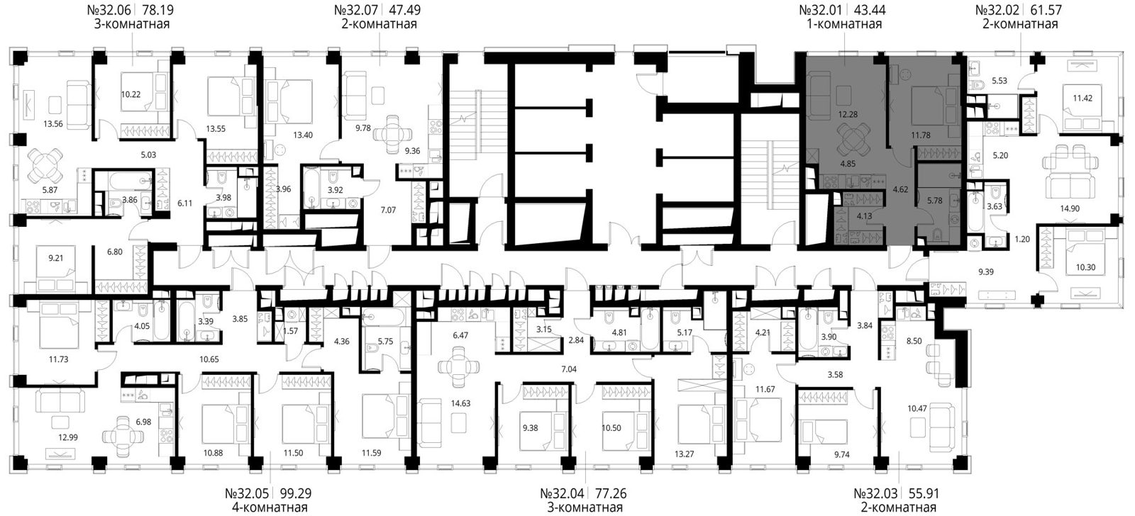 1-комнатная квартира, 43,4 м² — фото 2