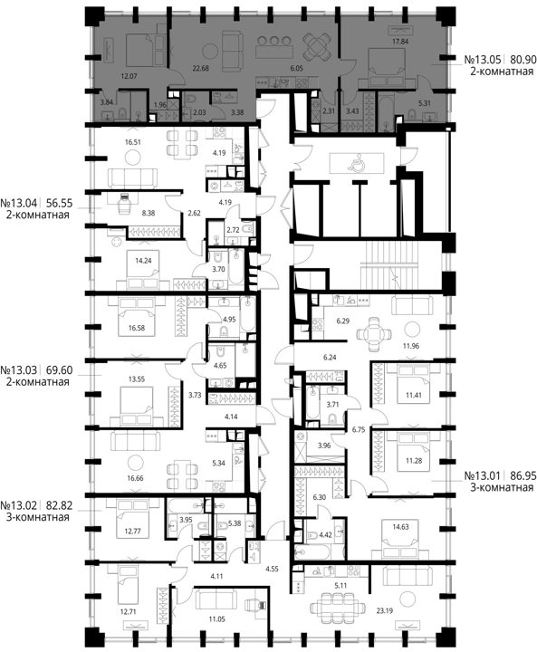 2-комнатная квартира, 80,9 м² — фото 2