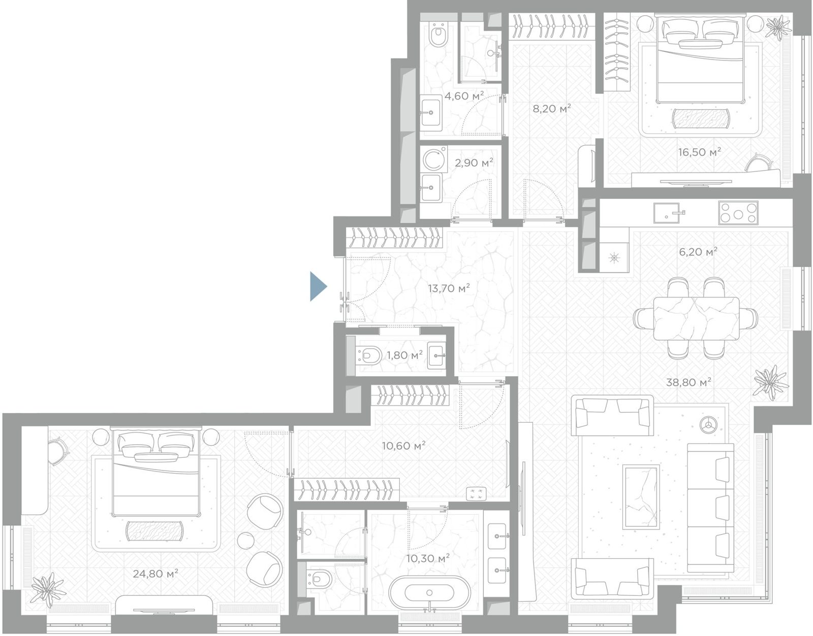 2-комнатная квартира, 138,4 м²