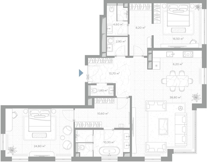 2-комнатная квартира, 138,4 м²