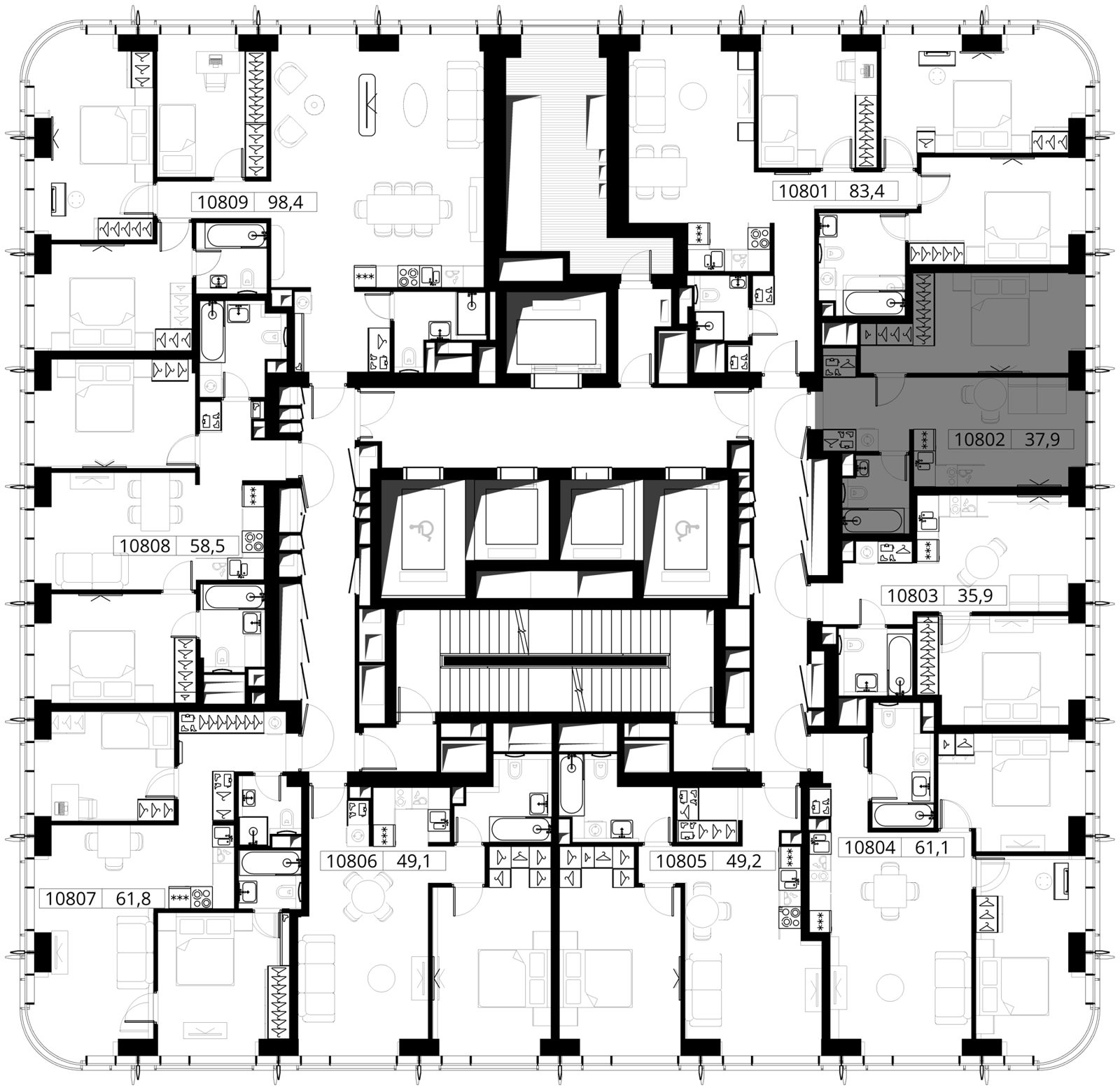 1-комнатная квартира, 37,9 м² — фото 2