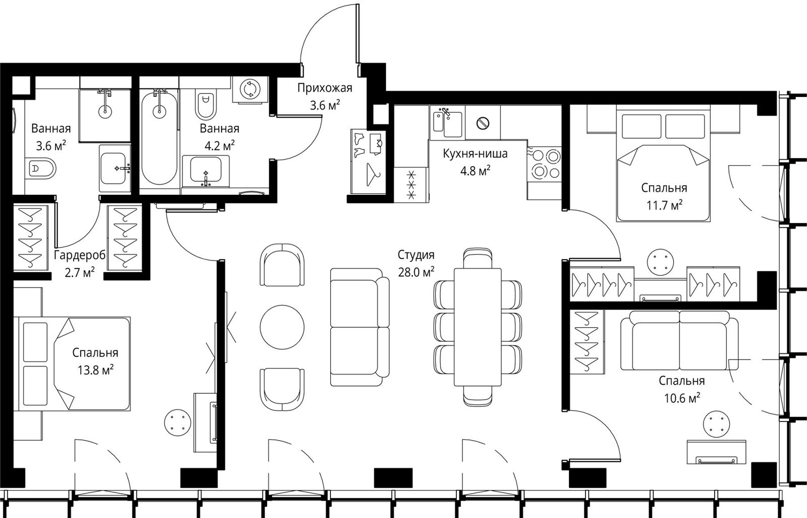 3-комнатная квартира, 83 м²