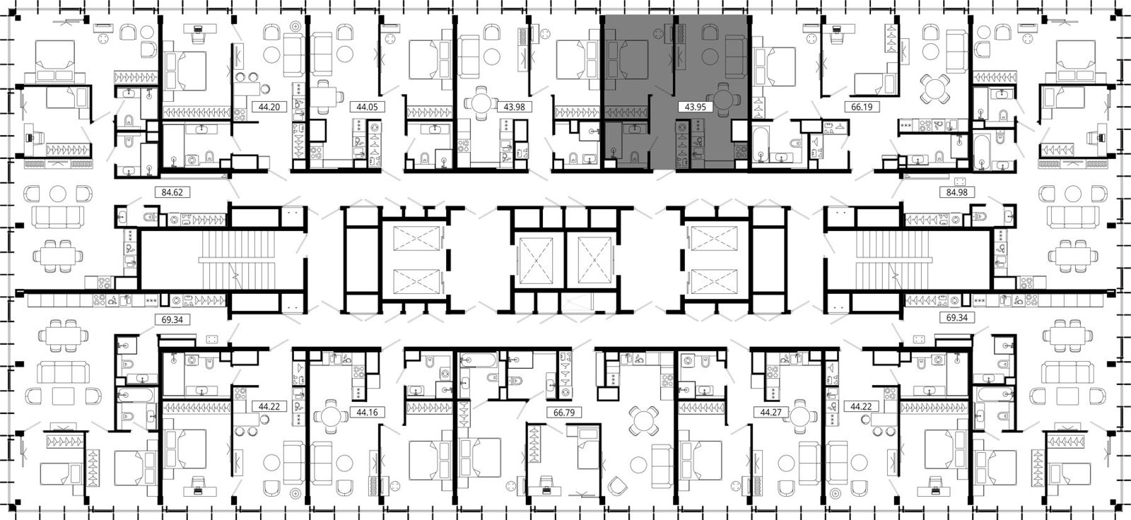 1-комнатная квартира, 43,6 м² — фото 2