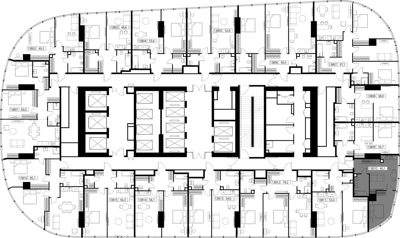 1-комнатная квартира, 40,1 м² — фото 2