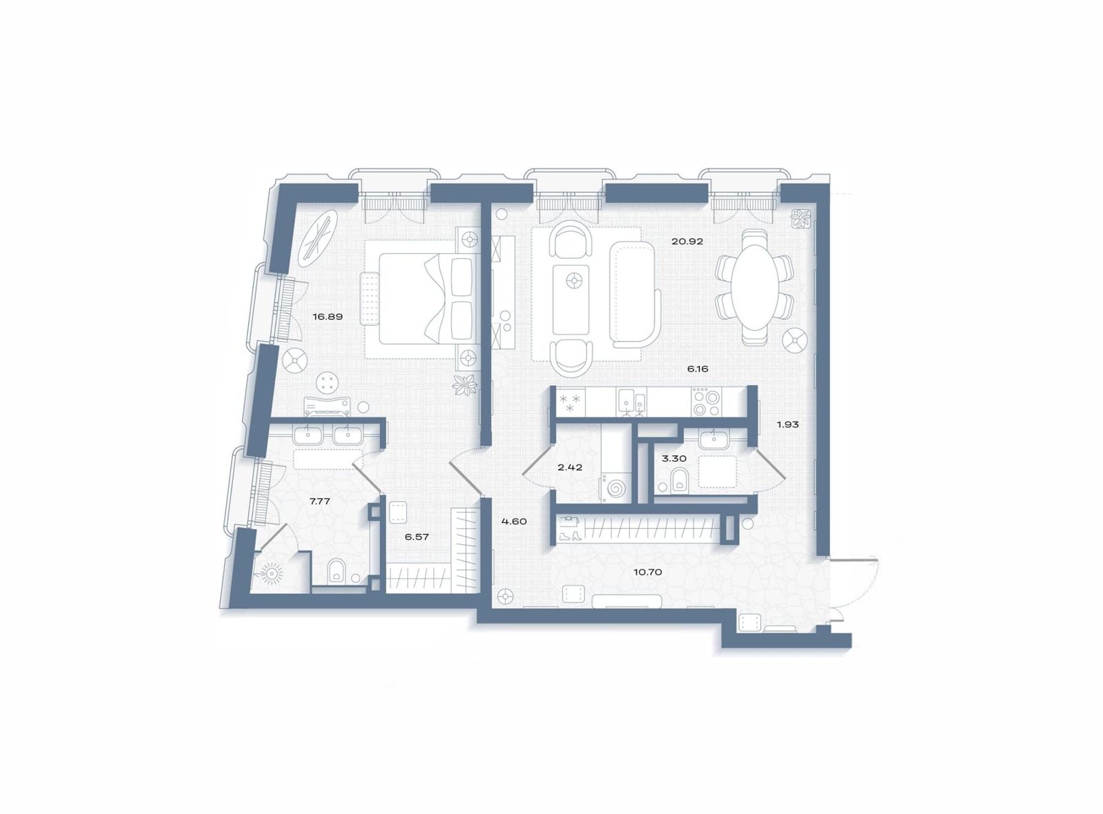 1-комнатная квартира, 81,3 м²