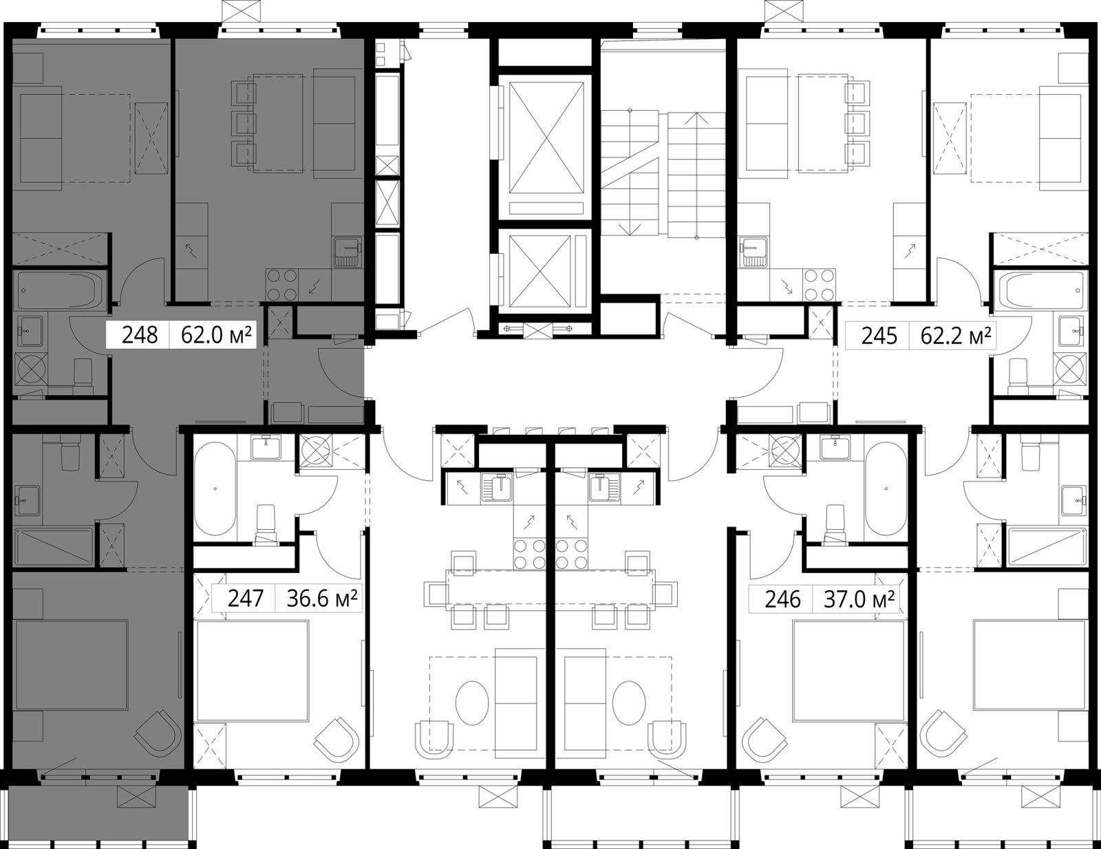 2-комнатная квартира, 62 м² — фото 2