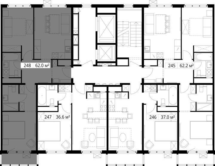 2-комнатная квартира, 62 м² — фото 2
