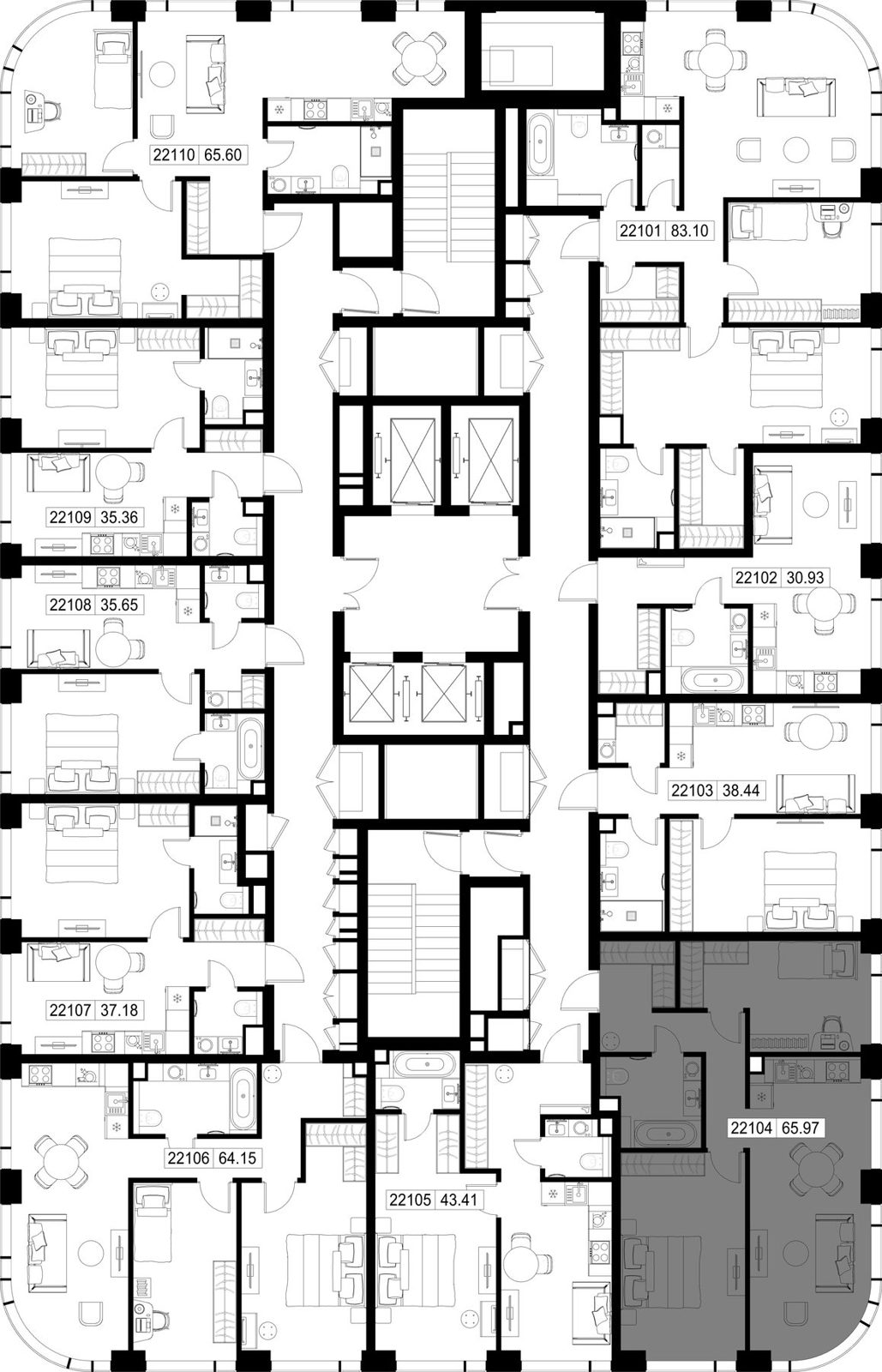 2-комнатная квартира, 66 м² — фото 2