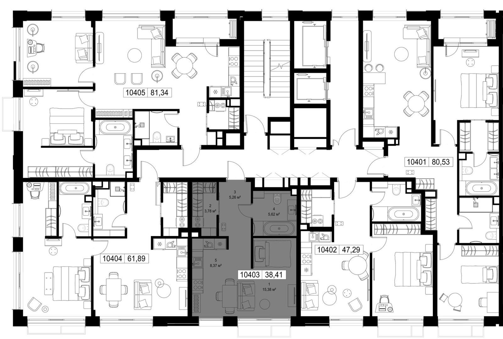 1-комнатная квартира, 38,4 м² — фото 2