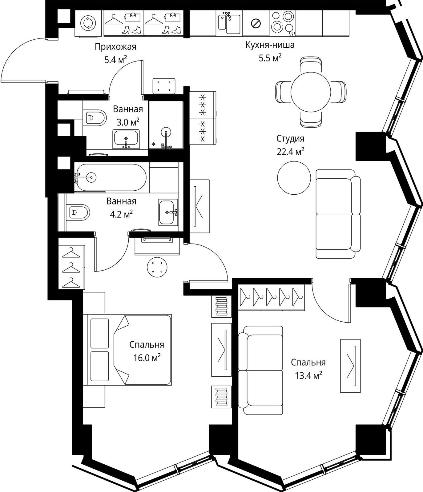 2-комнатная квартира, 69,9 м²
