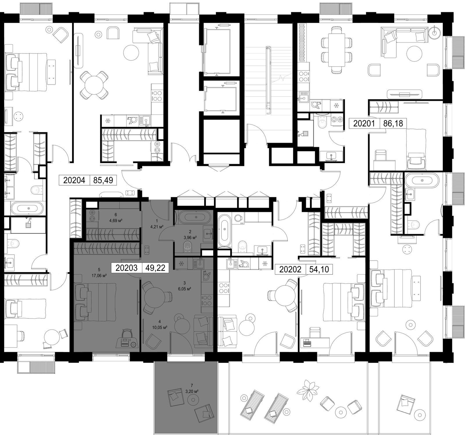 1-комнатная квартира, 49,2 м² — фото 3