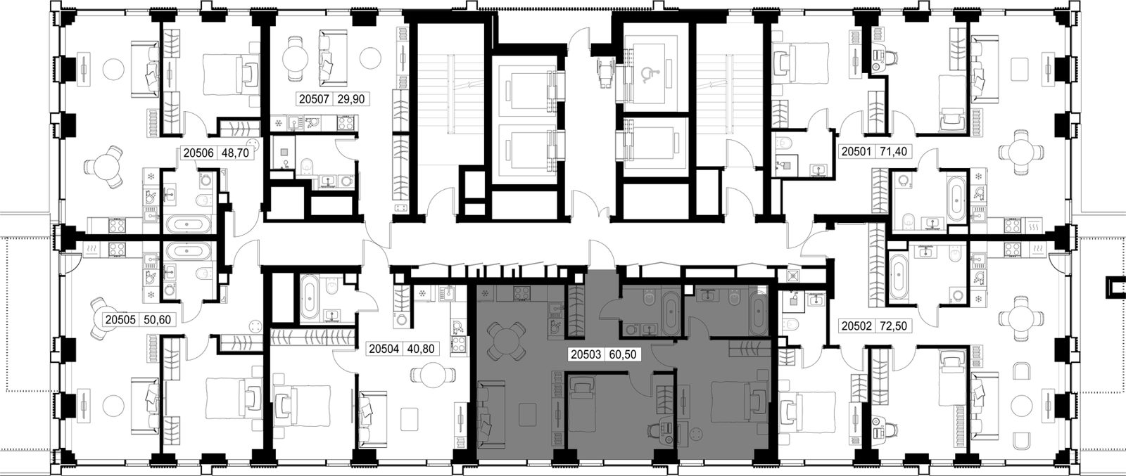 2-комнатная квартира, 60,5 м² — фото 2