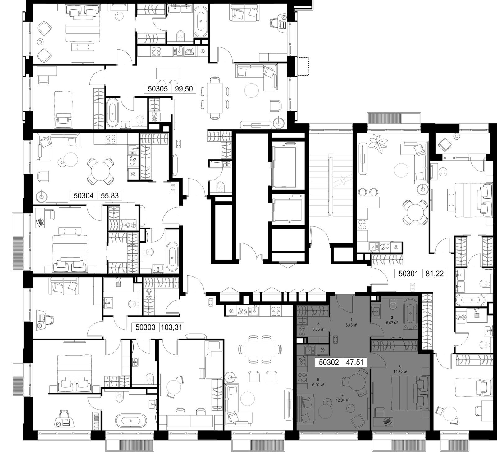 1-комнатная квартира, 47,5 м² — фото 2