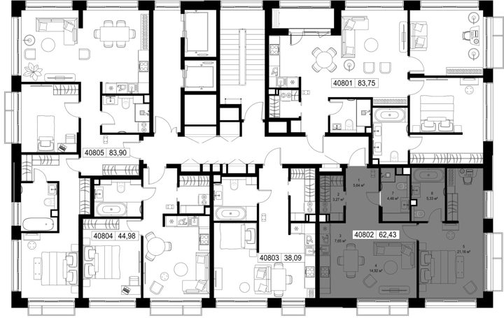 1-комнатная квартира, 62,4 м² — фото 2