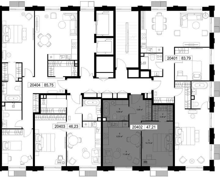 1-комнатная квартира, 47,2 м² — фото 3