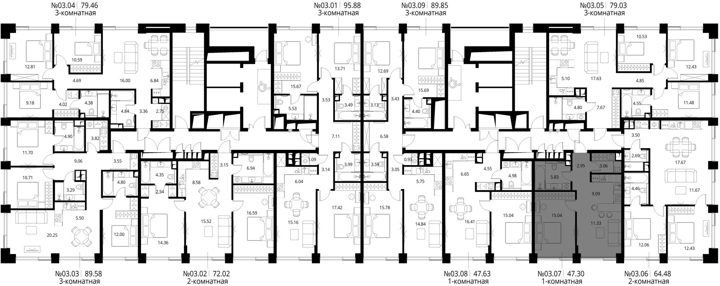 1-комнатная квартира, 47,3 м² — фото 2