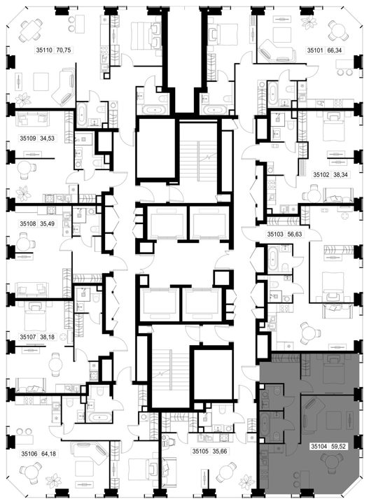 2-комнатная квартира, 59,5 м² — фото 3