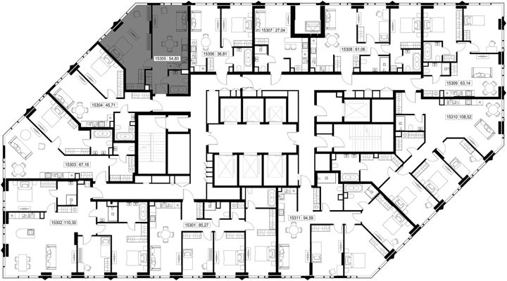 1-комнатная квартира, 54,8 м² — фото 3