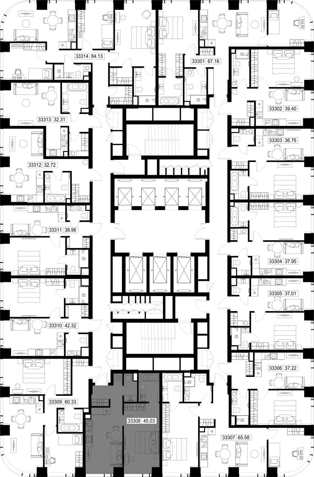 1-комнатная квартира, 45 м² — фото 2