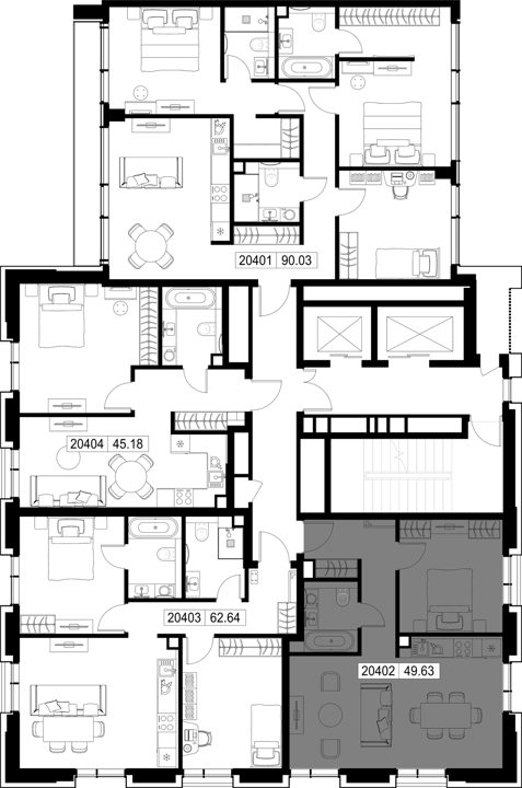 1-комнатная квартира, 49,6 м² — фото 2