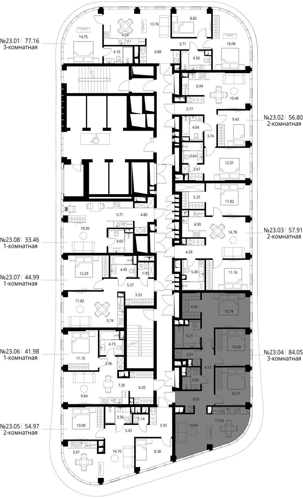 3-комнатная квартира, 84 м² — фото 2