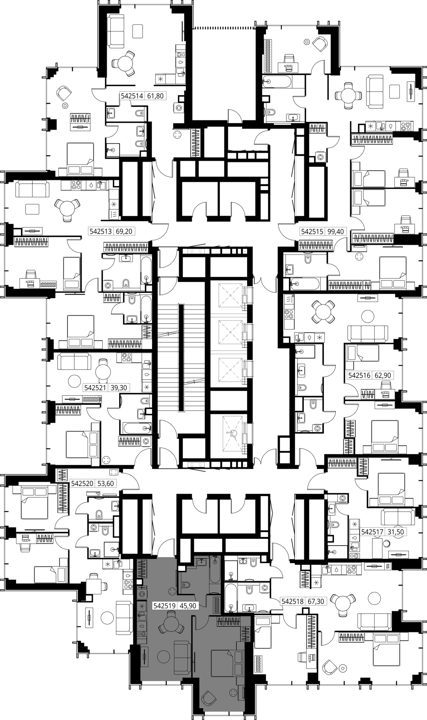 1-комнатная квартира, 45,9 м² — фото 2