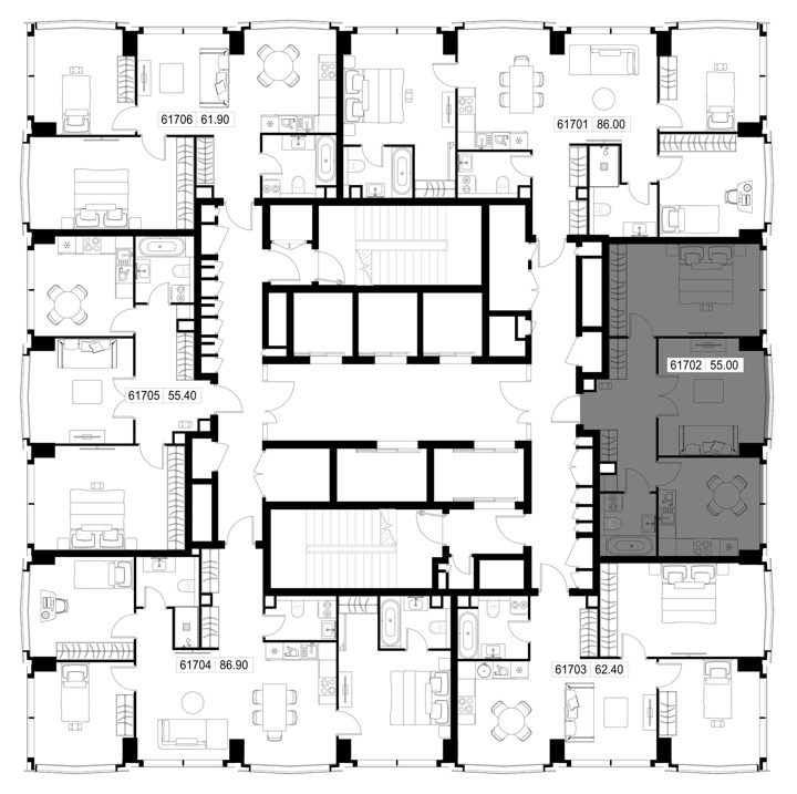 2-комнатная квартира, 55 м² — фото 2