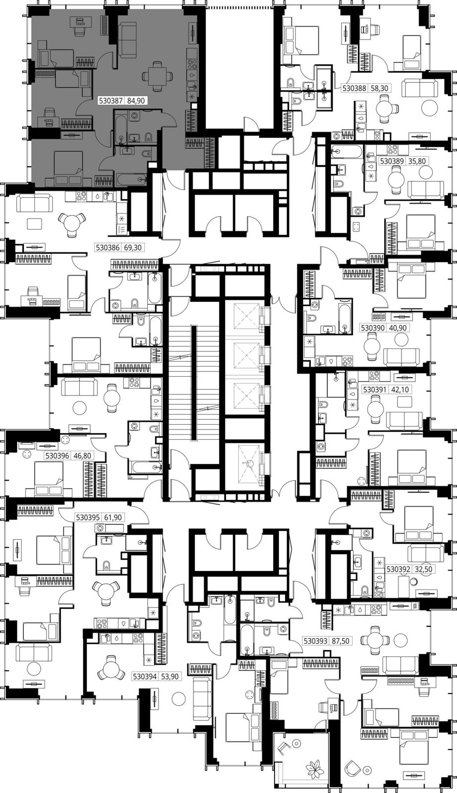 3-комнатная квартира, 84,9 м² — фото 2