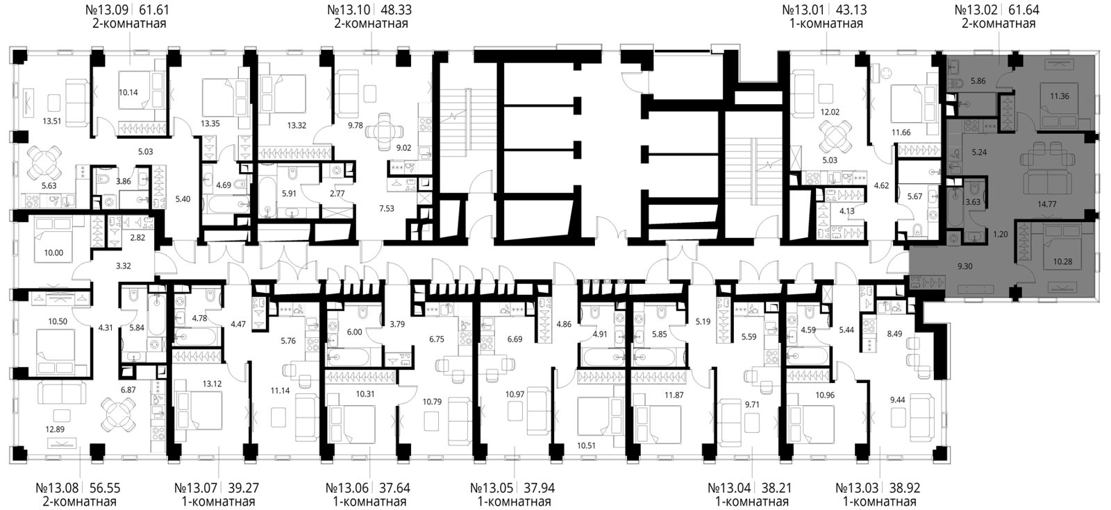 2-комнатная квартира, 61,6 м² — фото 2