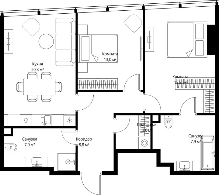 2-комнатная квартира, 78,2 м²