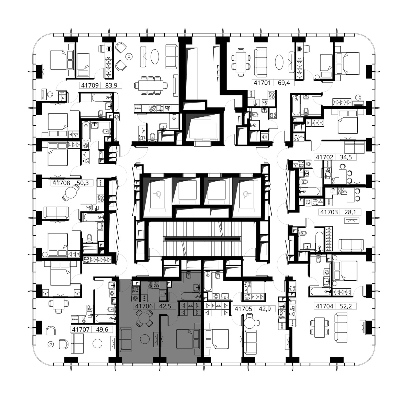 1-комнатная квартира, 42,5 м² — фото 2