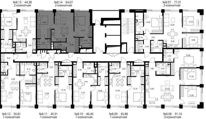 2-комнатная квартира, 64,7 м² — фото 2