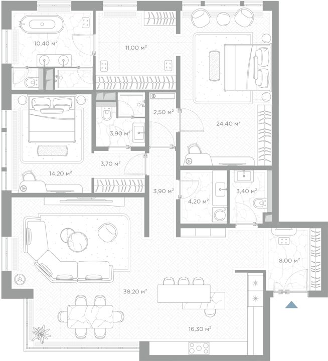 2-комнатная квартира, 144,1 м²