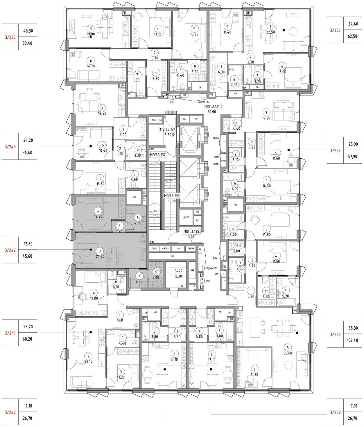 1-комнатная квартира, 45,1 м² — фото 2
