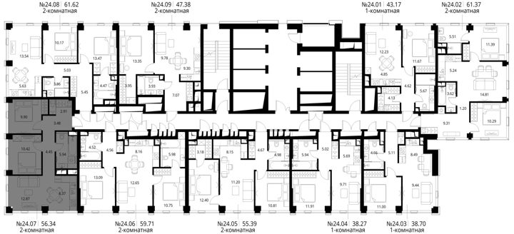 2-комнатная квартира, 56,3 м² — фото 2