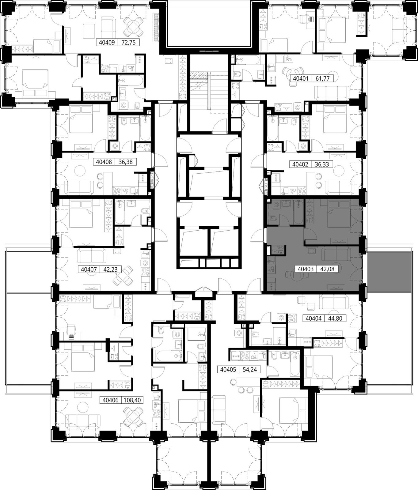1-комнатная квартира, 42,1 м² — фото 2