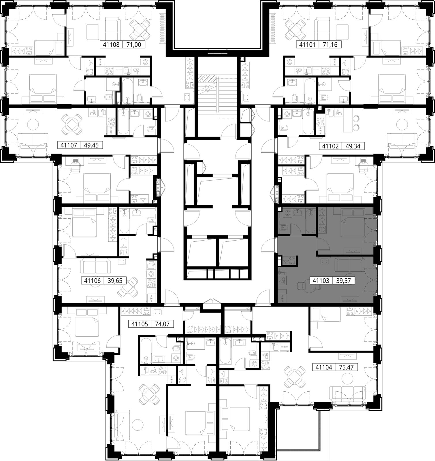 1-комнатная квартира, 39,6 м² — фото 2