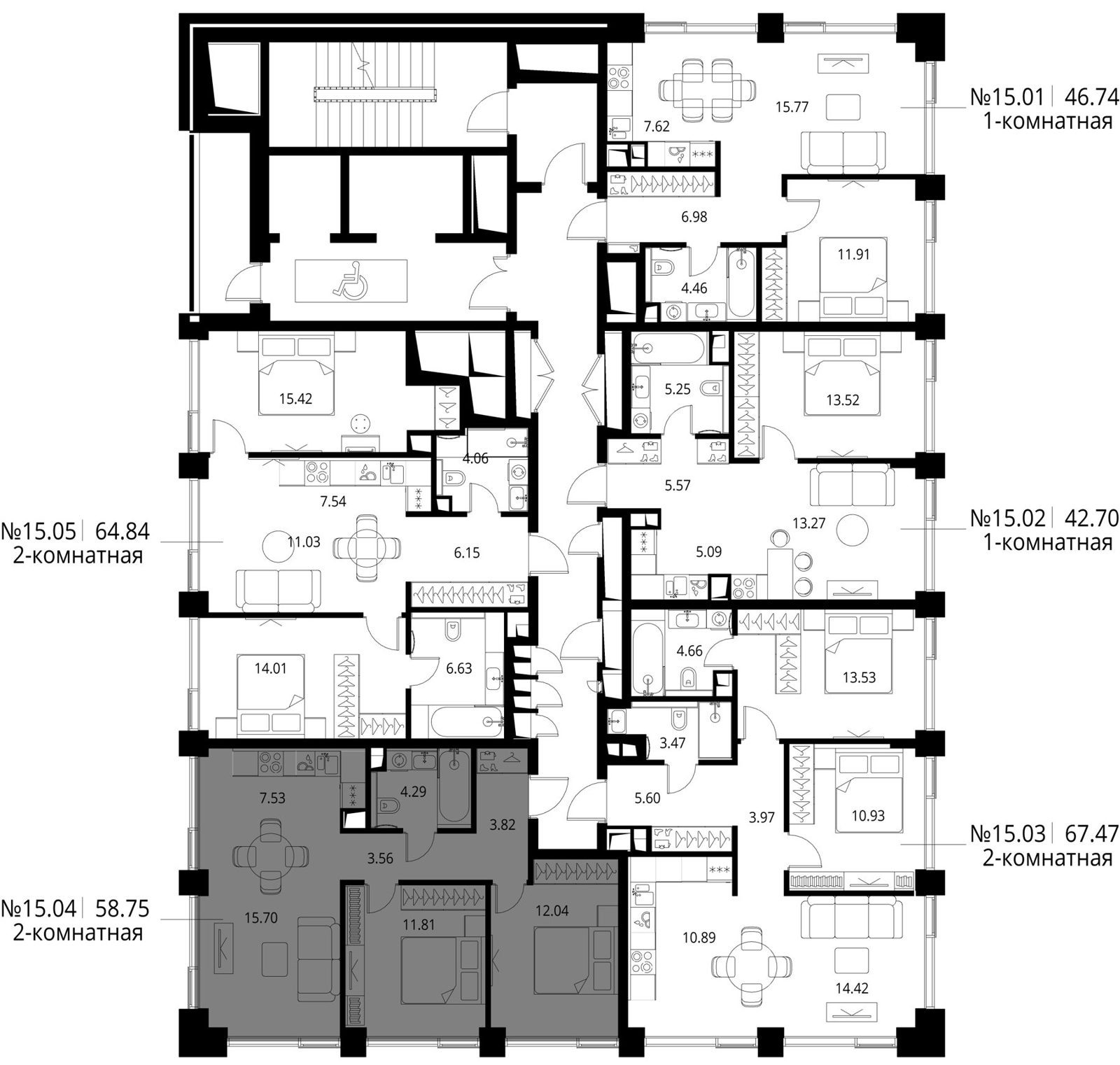 2-комнатная квартира, 58,8 м² — фото 2