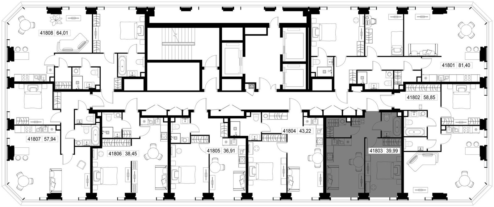 1-комнатная квартира, 40 м² — фото 2