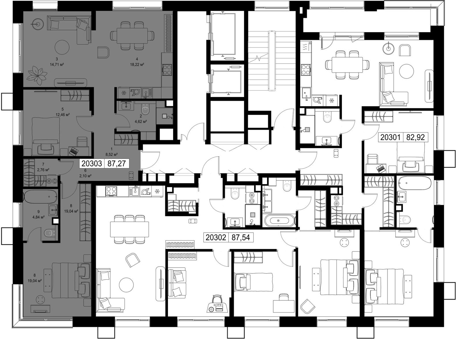 2-комнатная квартира, 87,3 м² — фото 2