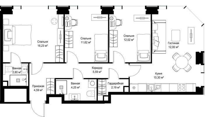 3-комнатная квартира, 81,6 м² — фото 2