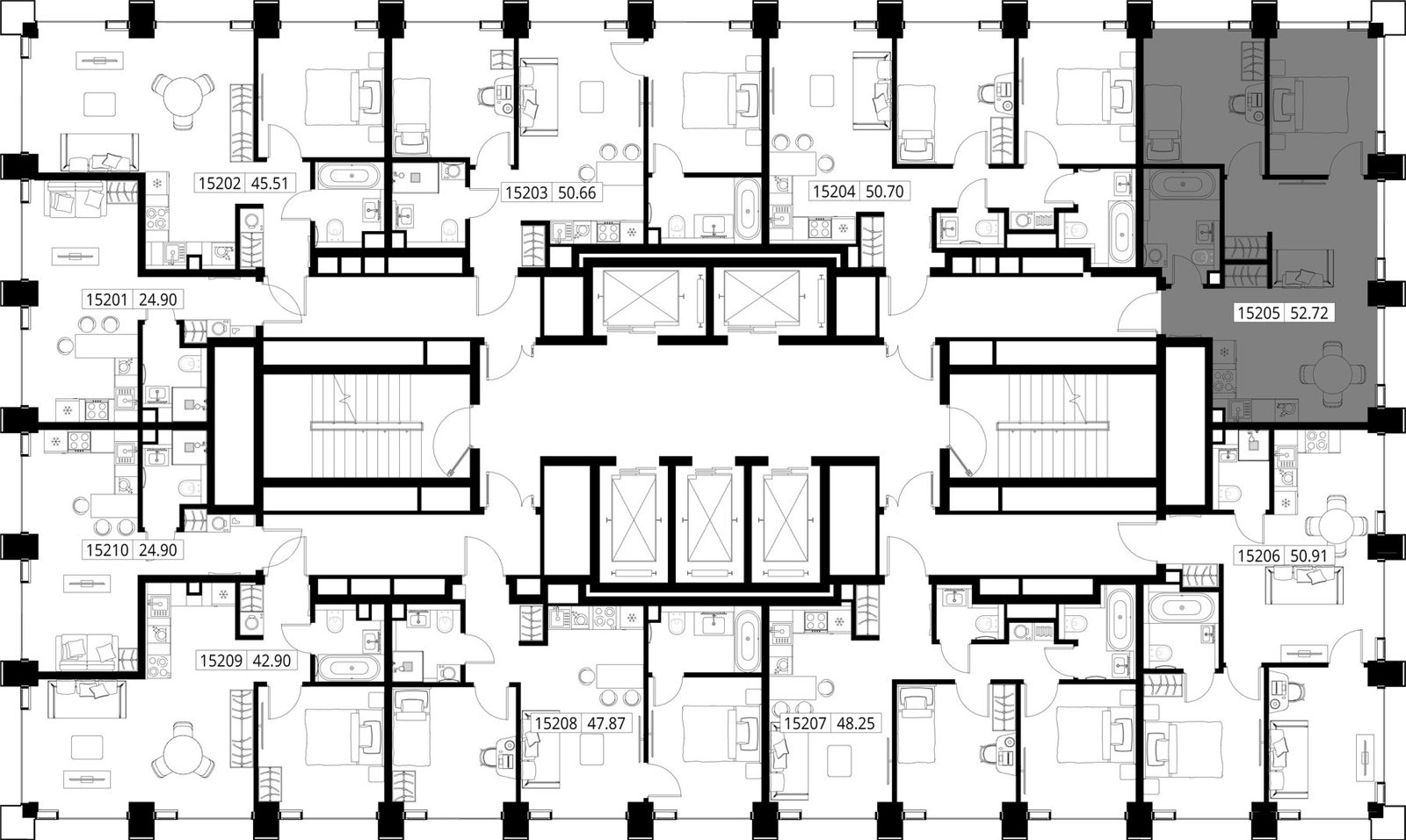 2-комнатная квартира, 52,7 м² — фото 2